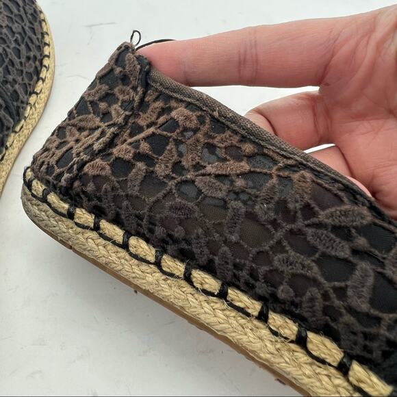 TOMS (8.5) Womens Brown Jacquard Floral Lace Espadrille Slip On Flats - Picture 8 of 13